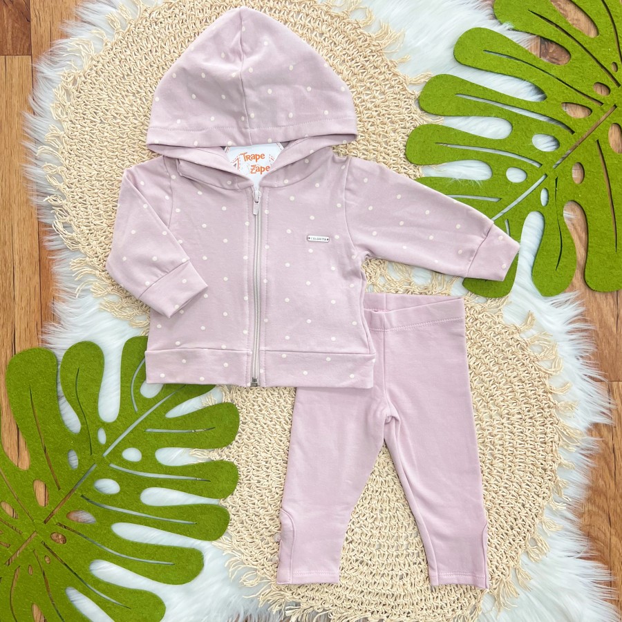 Conj. Jaqueta de Moletom Poá e Calça Legging - Lilás